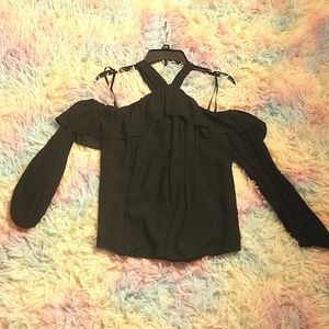NWT LOFT black flowy long-sleeved women's top size XS